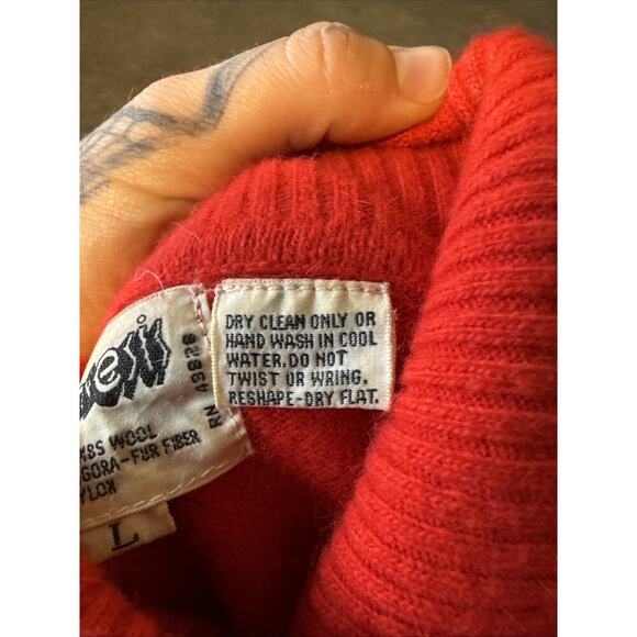 Vintage 80s 70s Genesis Sweater L Lambs Angora Wool Sweater Turtleneck - Picture 8 of 9